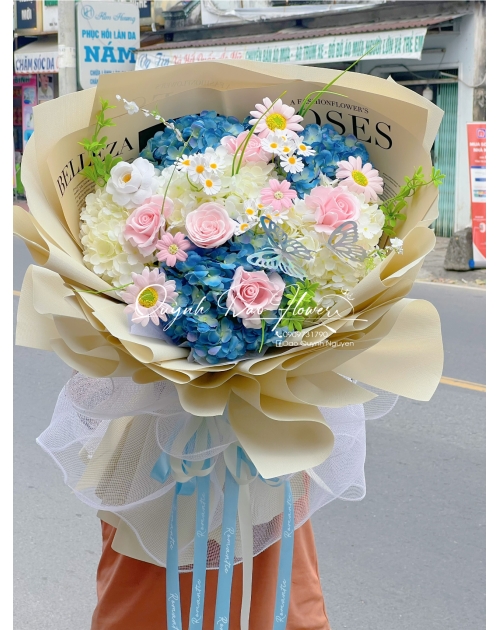 Bó hoa Cẩm Tú cầu lụa