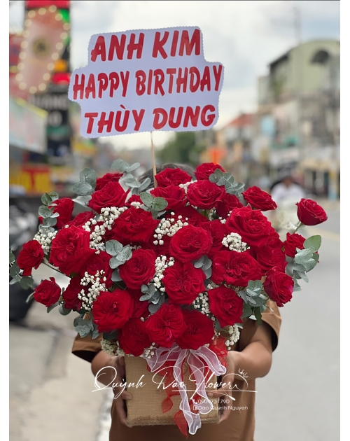 Giỏ hoa hồng ohara đỏ tặng khai trương 