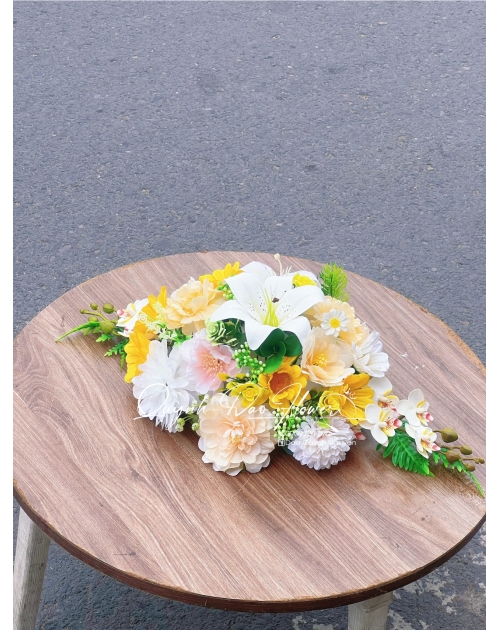 Bát hoa lụa để bàn thủ Đức 
