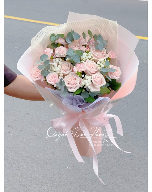 Bó hoa hồng paster tại Thuận an 