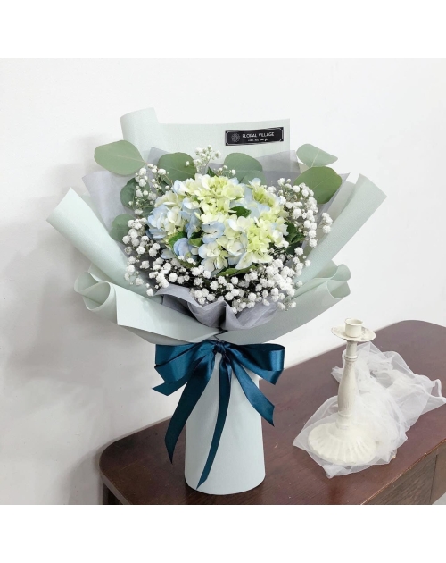 Bó hoa Cẩm Tú cầu phối bi tươi 