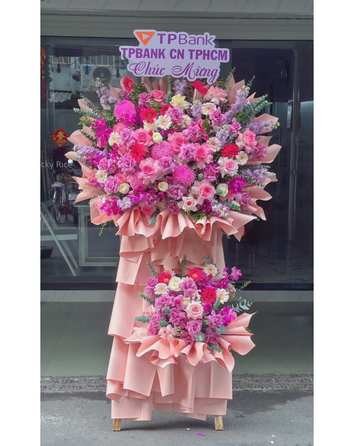 Kệ khai trương tone tím hồng 