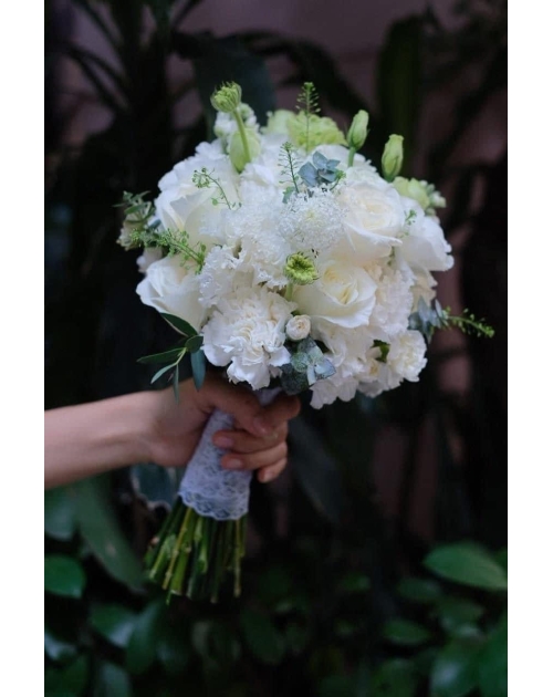 Bó hoa cưới Cẩm chướng trắng 