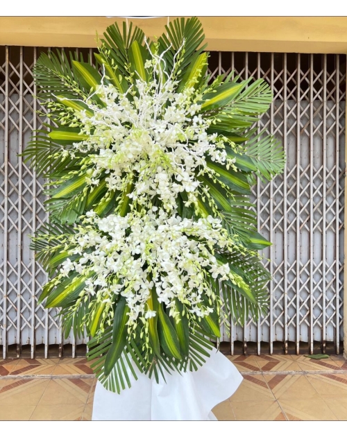 Kệ viếng hoa lan trắng tại HCM
