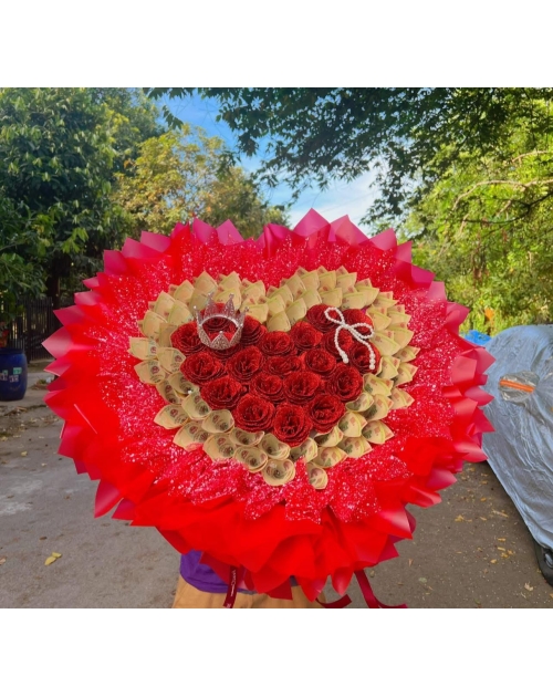 Bó hoa tiền trái tim 10k