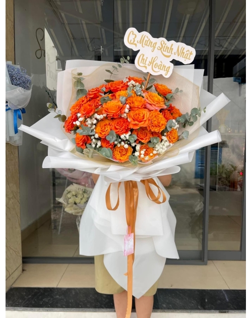 Bó hoa tặng sếp tone cam