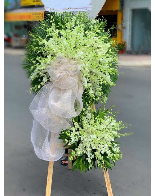 Kệ viếng lan trắng 2 tầng 
