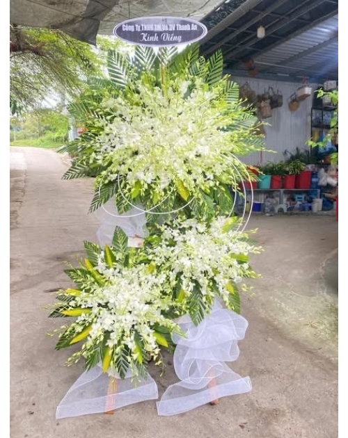 Kệ viếng hoa lan trắng 