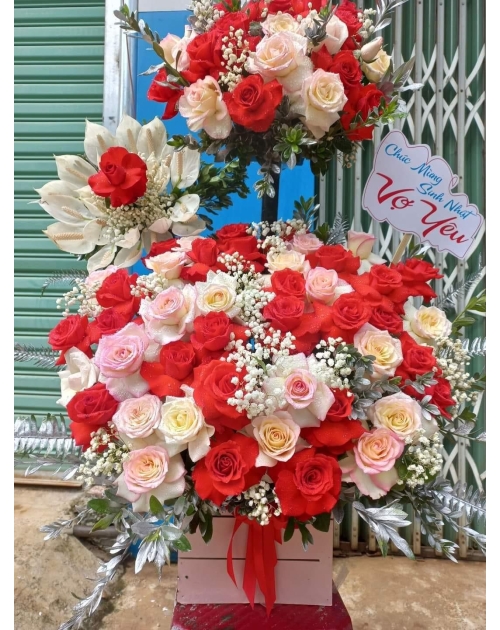 Giỏ hoa khai trương 2 tầng 