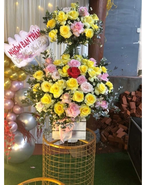 Giỏ hoa khai trương 2 tầng 