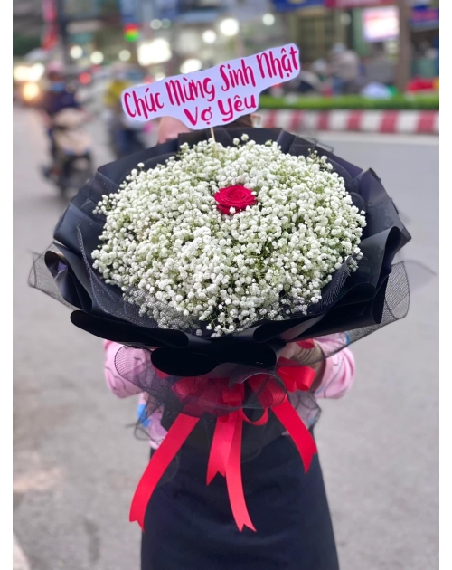 Bó hoa bi tươi màu trắng 