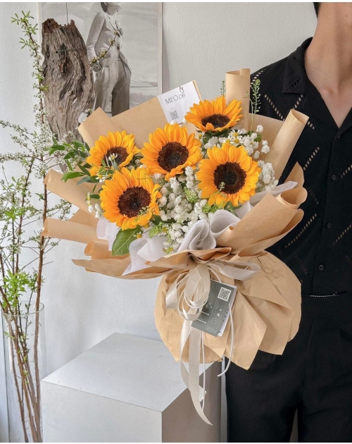 Bó hoa tốt nghiệp hướng dương mix baby