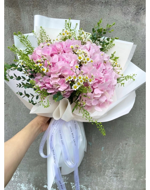 Bó hoa Cẩm Tú cầu hồng Thủ Đức 
