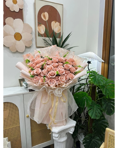 Bó hoa sáp cao cấp tone nâu