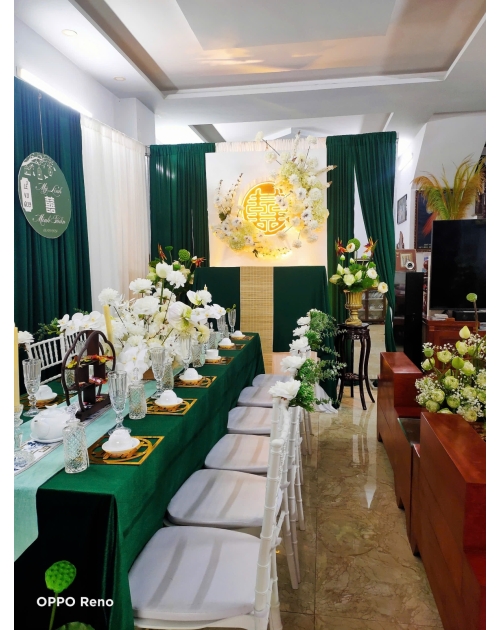 Trang trí gia tien tone xanh lá