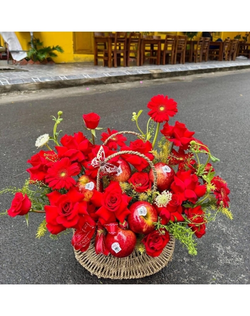 Giỏ hoa mix trái cây 