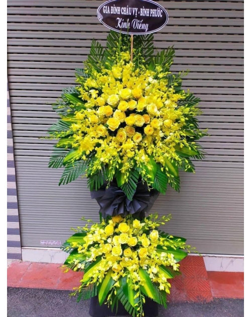 Kệ viếng 2 tầng  lan vàng  đẹp 