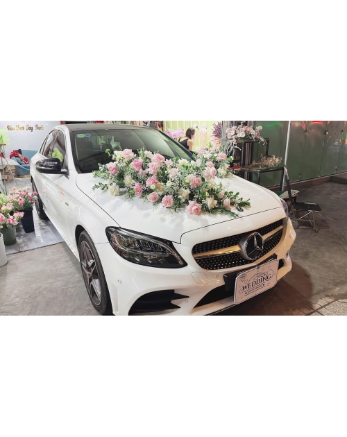 Xe hoa cưới tone hồng 