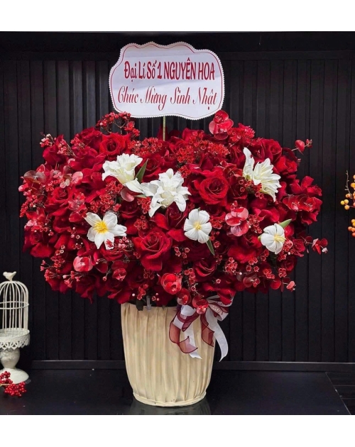 Giỏ hoa tulip mix ly kép 