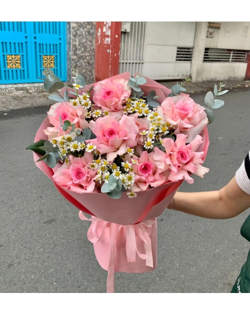 Bó hoa Hồng mix cúc tana 