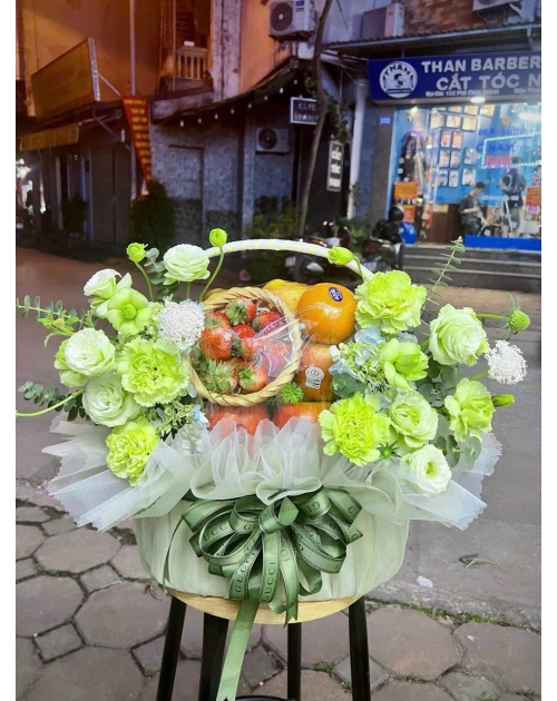 Giỏ trái cây tone xanh