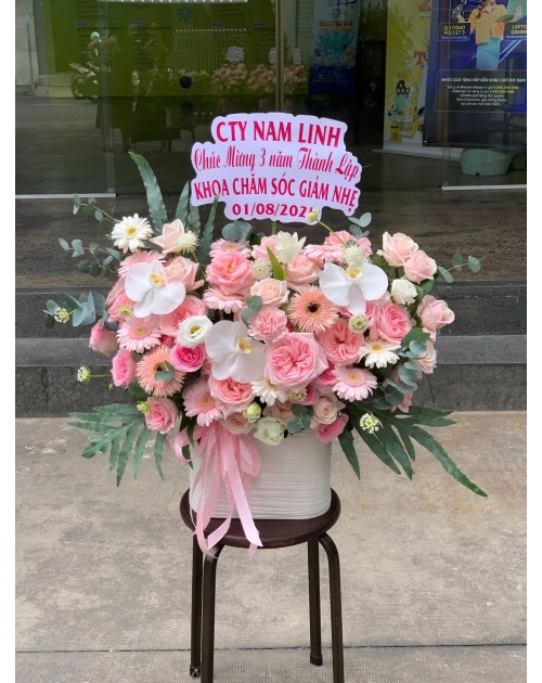 Giỏ hoa khai trương lan hồ điệp 