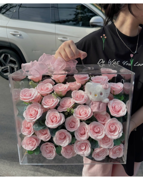 Vali hoa sáp cao cấp màu hồng