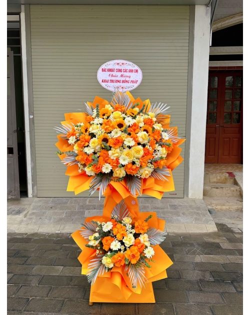 Kệ khai trương màu cam tặng khai trương, chúc mừng 