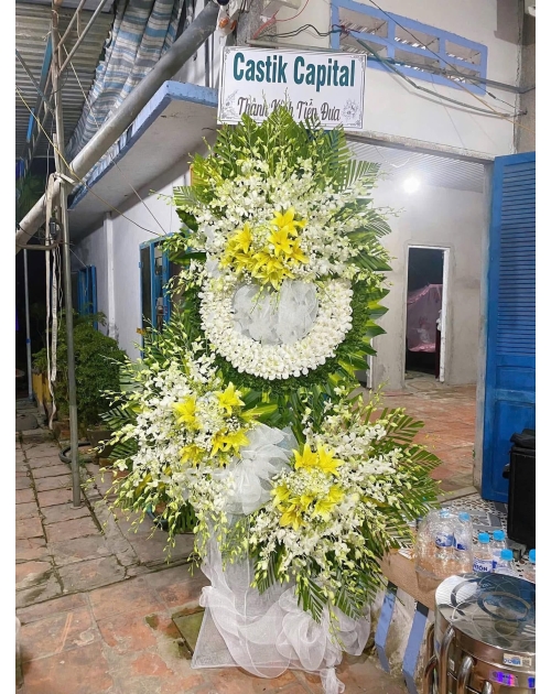 Kệ viếng 3 tầng mix hoa ly vàng 