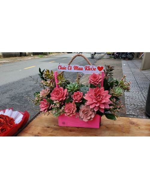 Giỏ hoa sen đá tặng khai trương giá rẻ