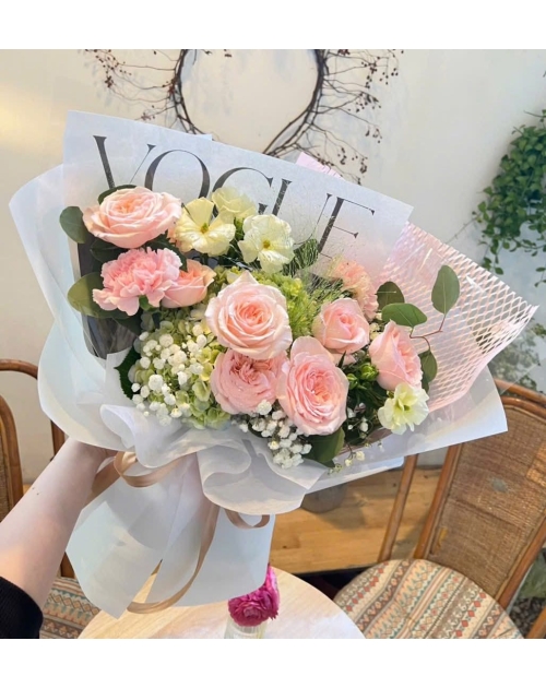 Bó hoa Hồng mix Cẩm Tú cầu 
