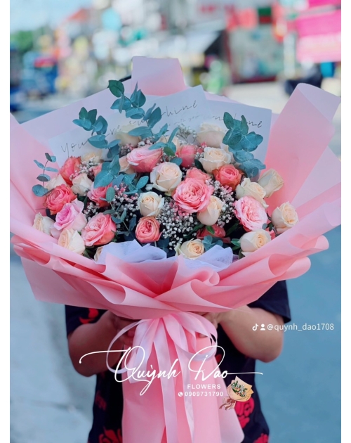 Bó hoa hồng mix tone cam tặng bạn 
