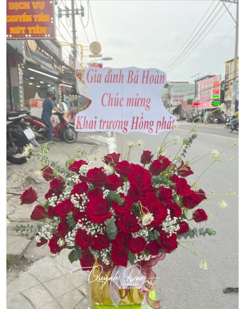 Giỏ hoa đỏ khai trương Hồng phát 