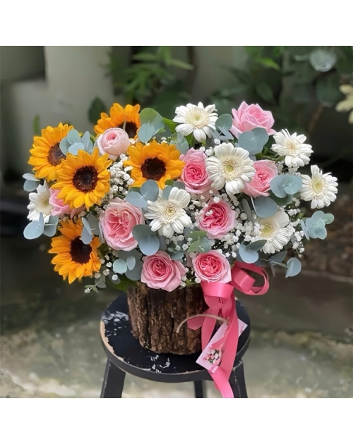 Giỏ hoa hướng dương 🌻 bình hoa thuận an