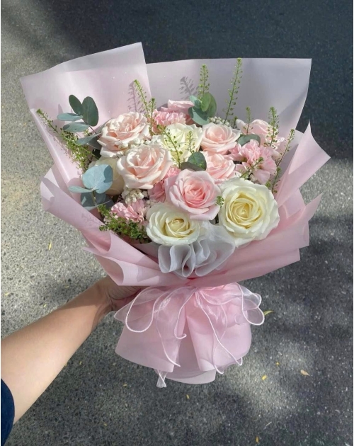 Bó hoa mix Hồng trắng 