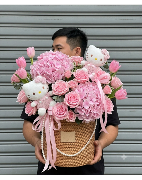 Giỏ hoa lụa cao cấp 