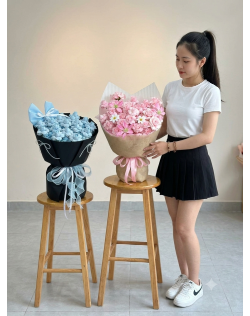 Bó hoa sáp Sophia màu hồng thủ Đức 
