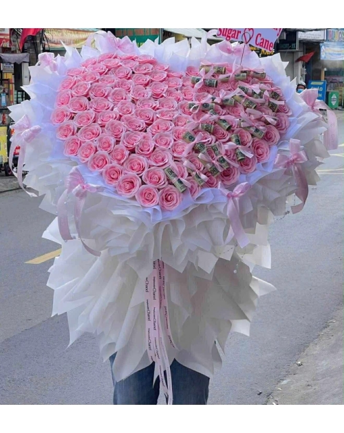 Bó hoa sáp cao cấp kèm tiền