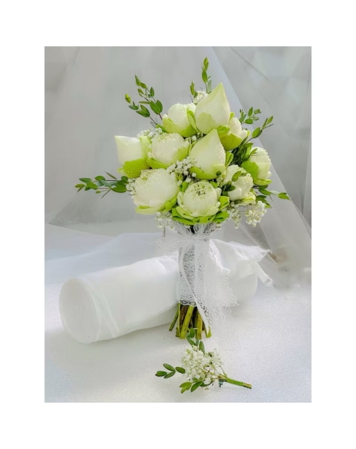Hoa cưới hoa sen trắng