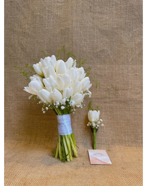 Hoa cưới tulip trắng