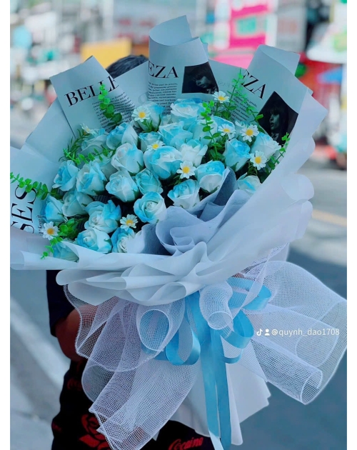 Bó hoa sáp tone xanh dương tặng cho nam
