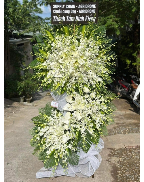 Kệ viếng 3 tầng lan trắng 