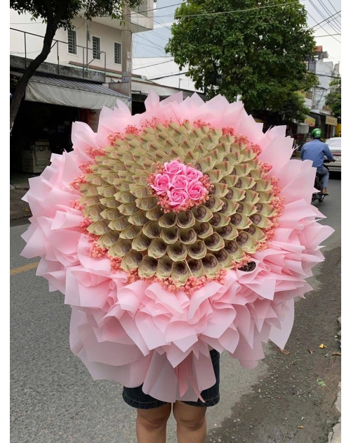 Bó hoa tiền 10k tặng mẹ, tặng vk