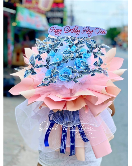 Bó hoa tiền bướm 5k mix hồng cao cấp tại Sài Gòn, Bình Dương 