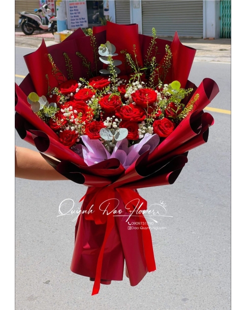 Bó hoa hồng full đỏ