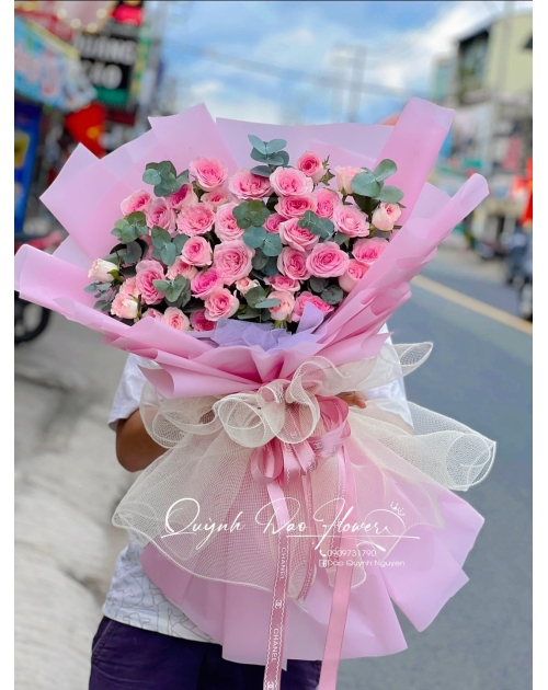 Bó hoa hồng tone paster to đẹp giá rẻ