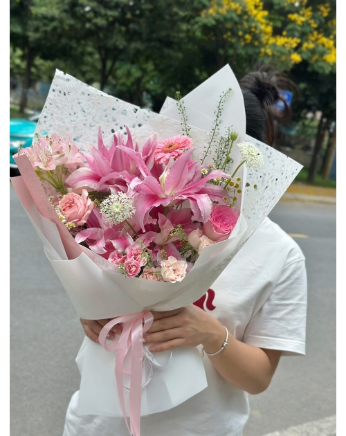 Bó hoa ly kép hồng thủ Đức 