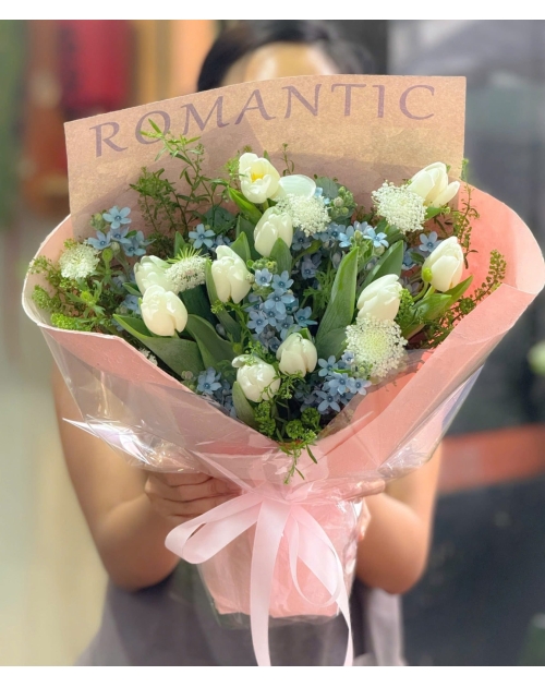 Hoa tulip mix sao xanh