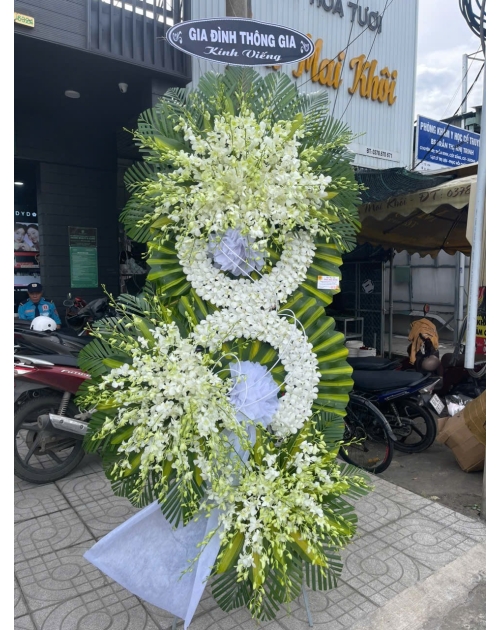Kệ viếng to hoa lan trắng 