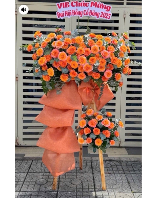 Kệ khai trương chúc mừng màu cam hiện đại 